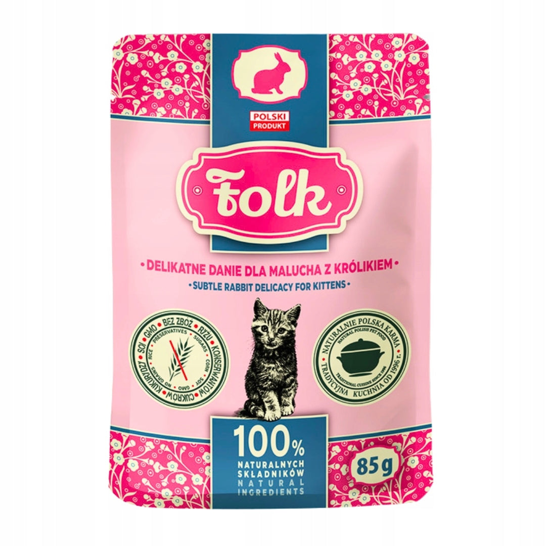 Karma mokra dla kota Folk Kitten danie dla malucha z królikiem saszetka 85g