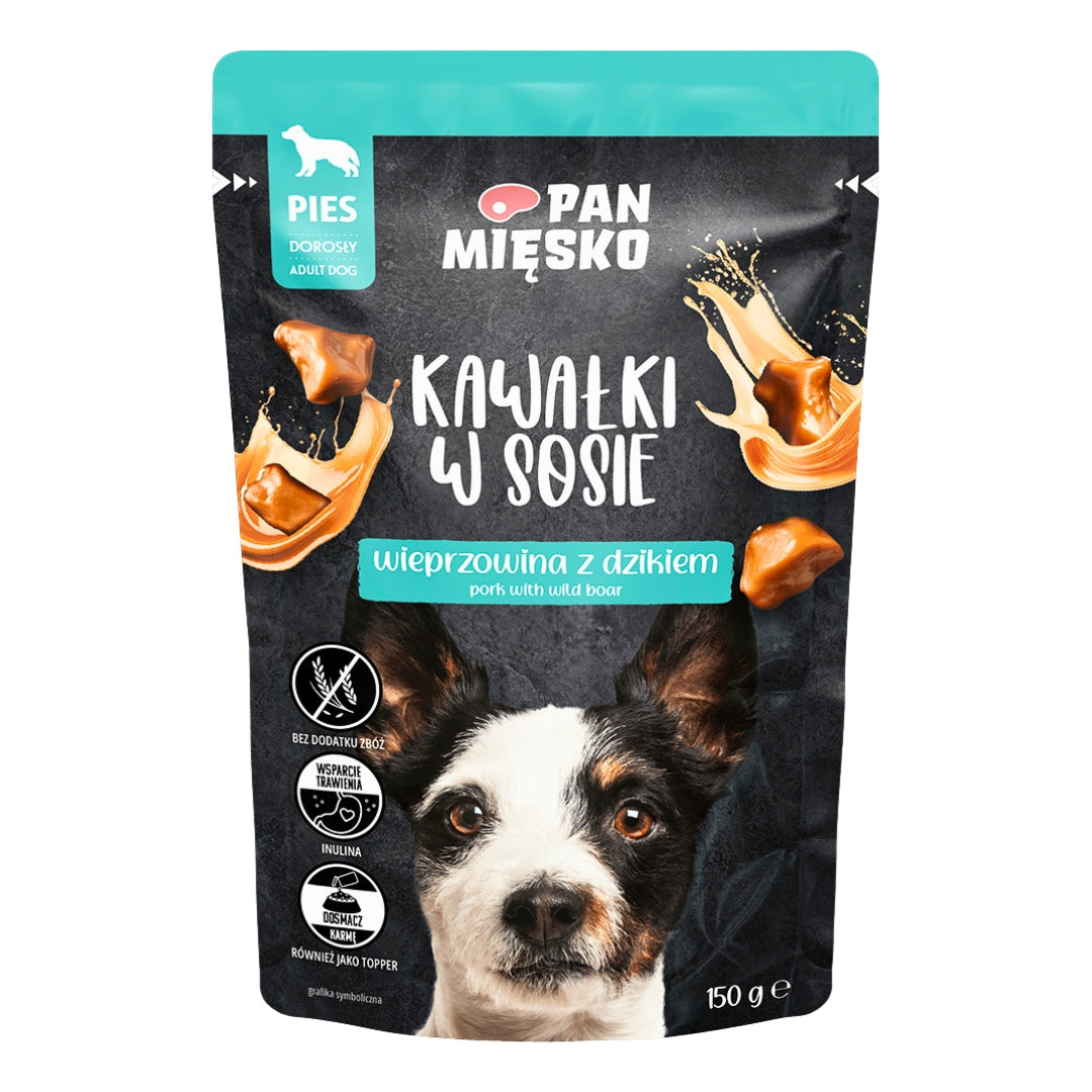 Pan Mięsko Kawałki W Sosie Saszetki Dla Psa WIELKI MIX 4 Smaków 24x150g