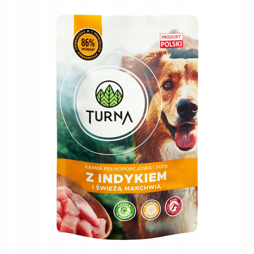 Mokra Karma Dla Psa Turna WIELKI MIX 4 Smaków 86% Mięsa Saszetka 12x500g