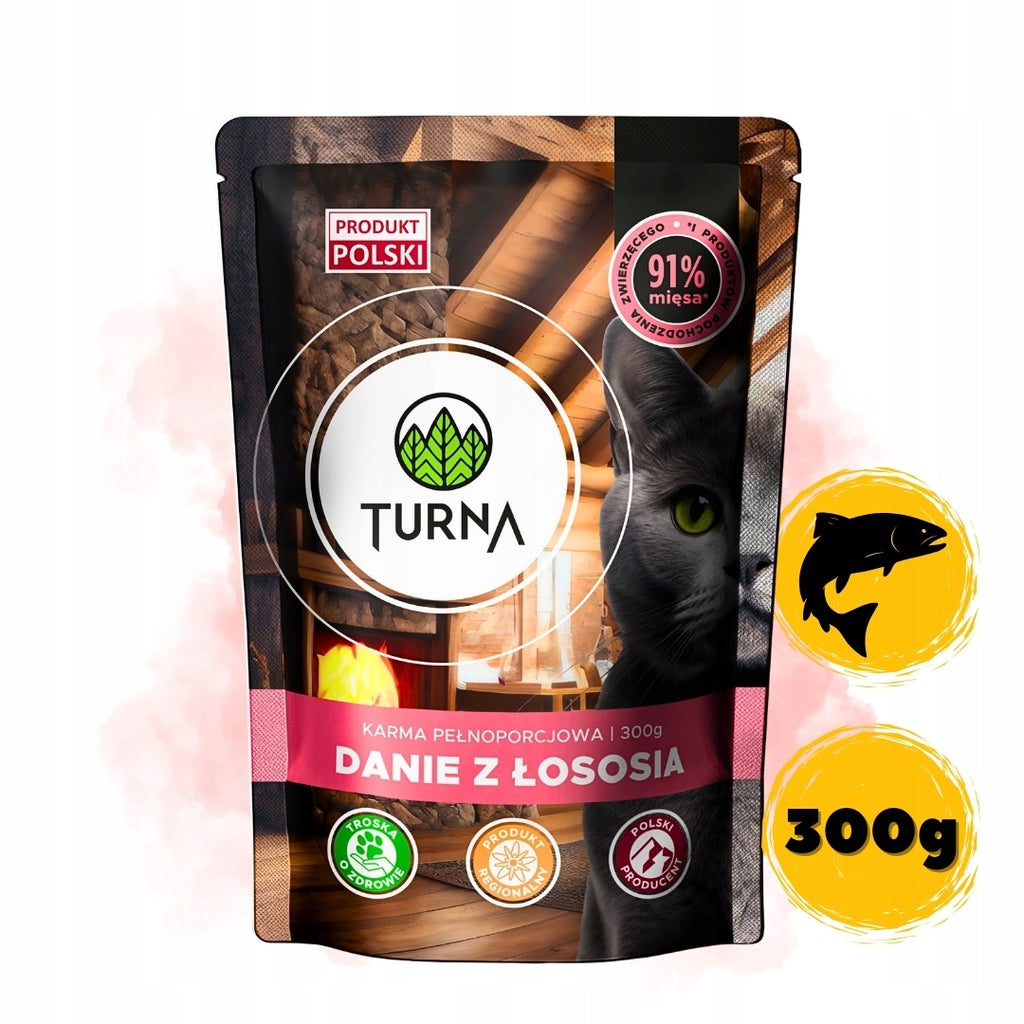 Turna Danie Z Łososia Mokra Karma Dla Kota 91% Mięsa Saszetka 300g
