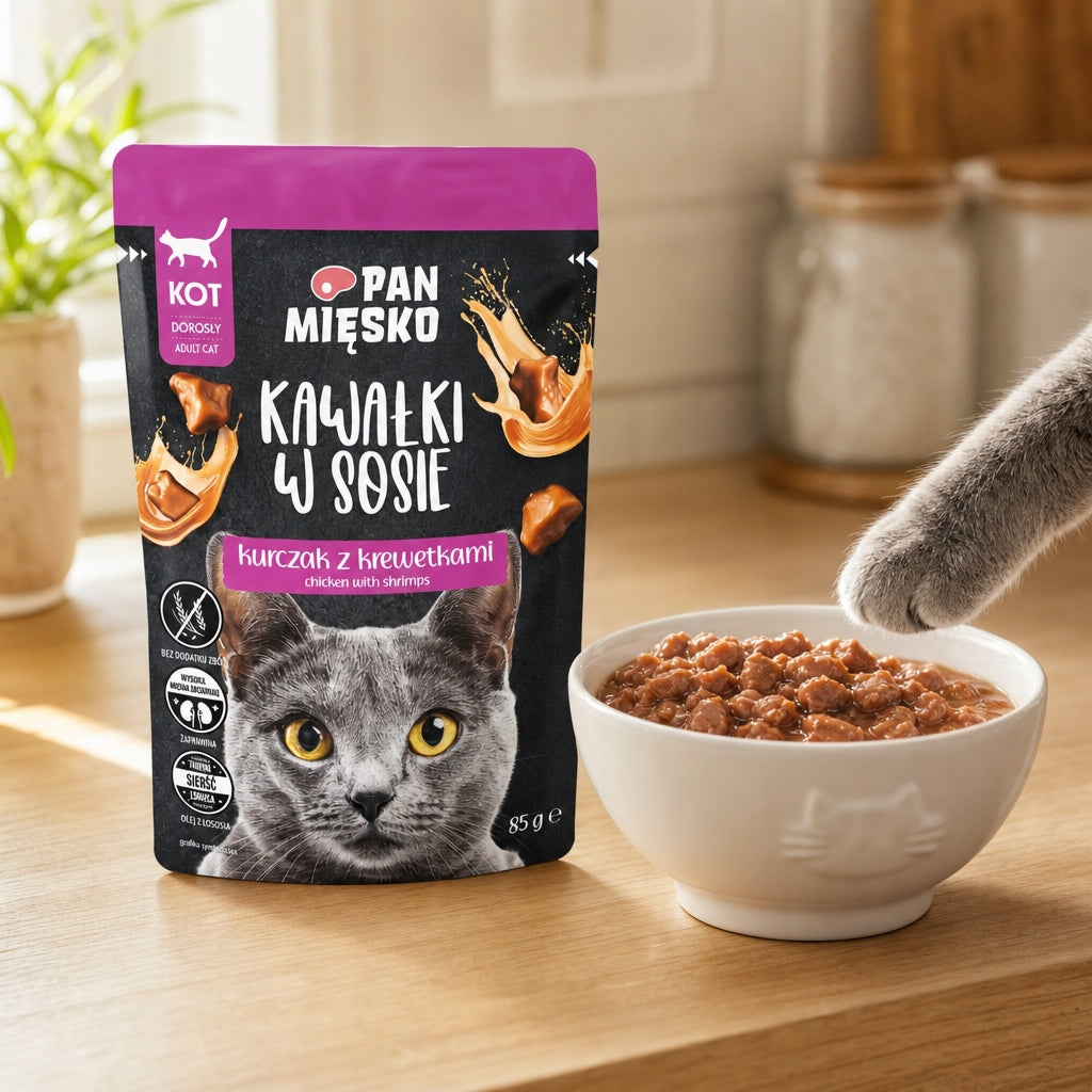 Pan Mięsko Mokra Karma Dla Kota Kawałki W Sosie WIELKI MIX 4 Smaków 24x85g
