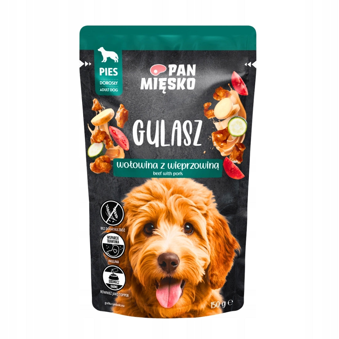 Pan Mięsko Mokra Karma Dla Psa Gulasz Wołowy z Wieprzowiną 150g