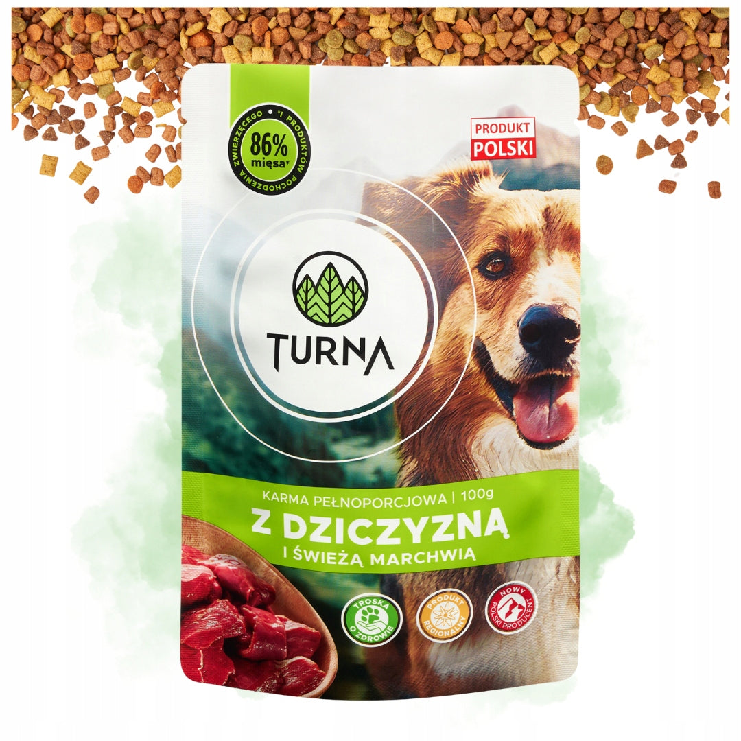 TURNA Mokra Karma Dla Psa z Dziczyzną Saszetka 83% Mięsa 24x100g