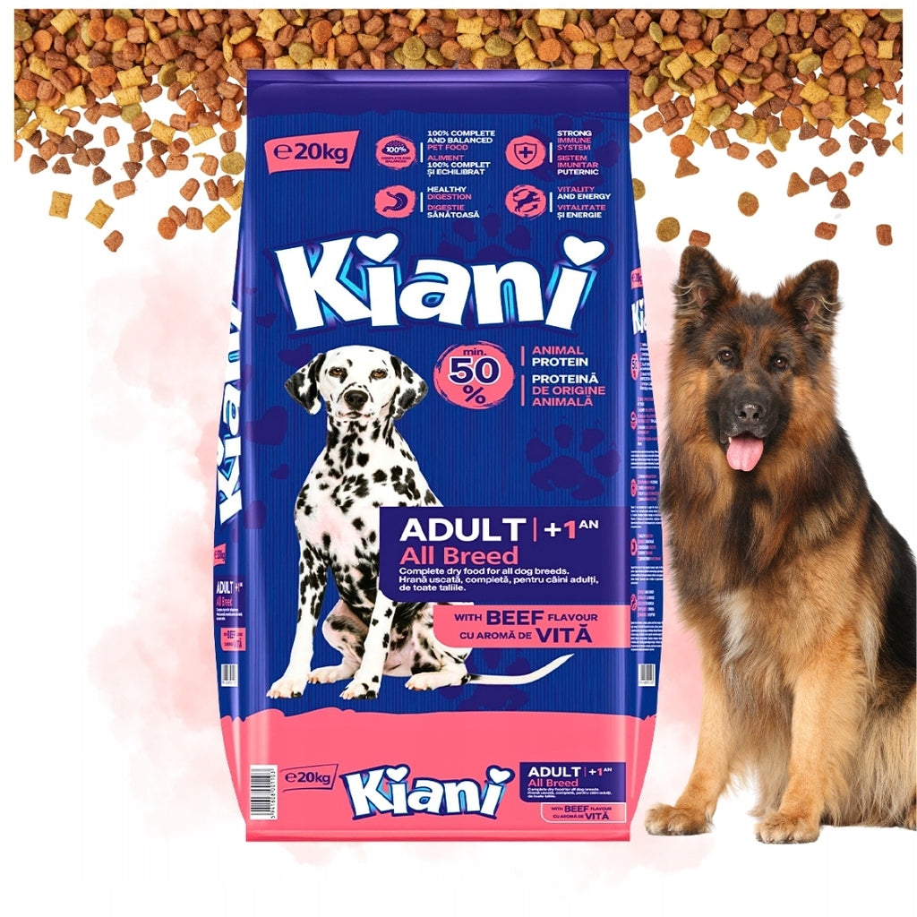 Sucha Karma dla Psa KIANI Wołowina Z Witaminami Owczarek Labrador 20kg