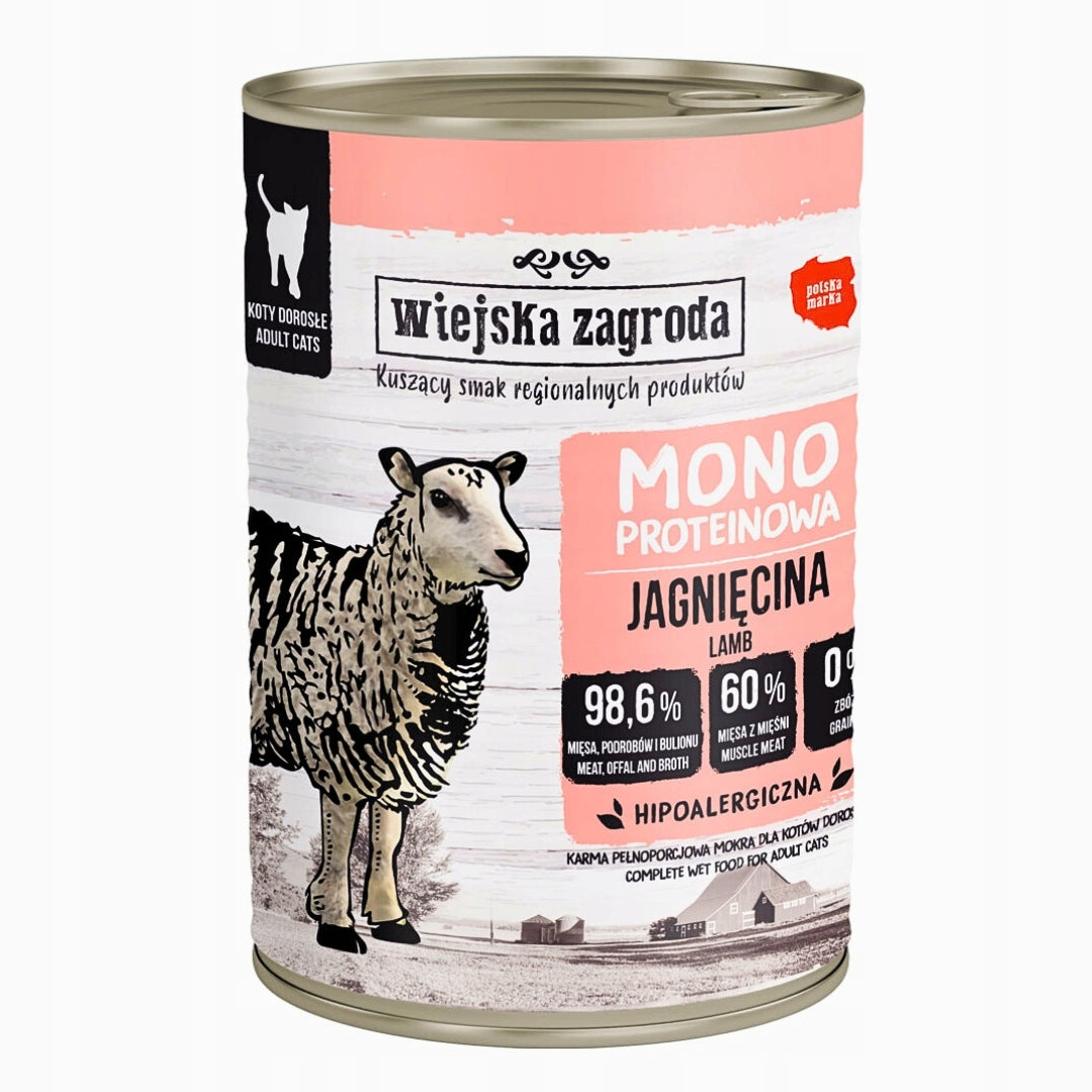 Wiejska Zagroda Mokra Karma Dla Kot Monobiałkowa WIELKI MIX 4 SMAKÓW 6x400g