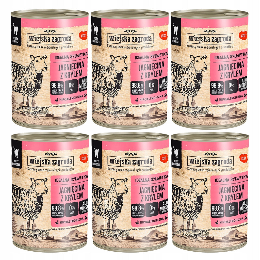 Wiejska Zagroda Mokra Karma Dla Kota Jagnięcina Z Krylem 6x400g