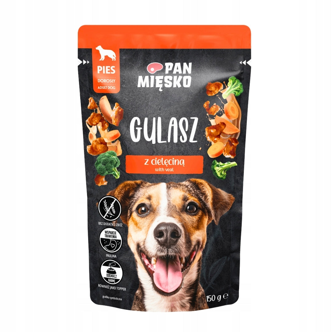 Pan Mięsko Mokra Karma Dla Psa Gulasz Indyk z Cielęciną 12x150g