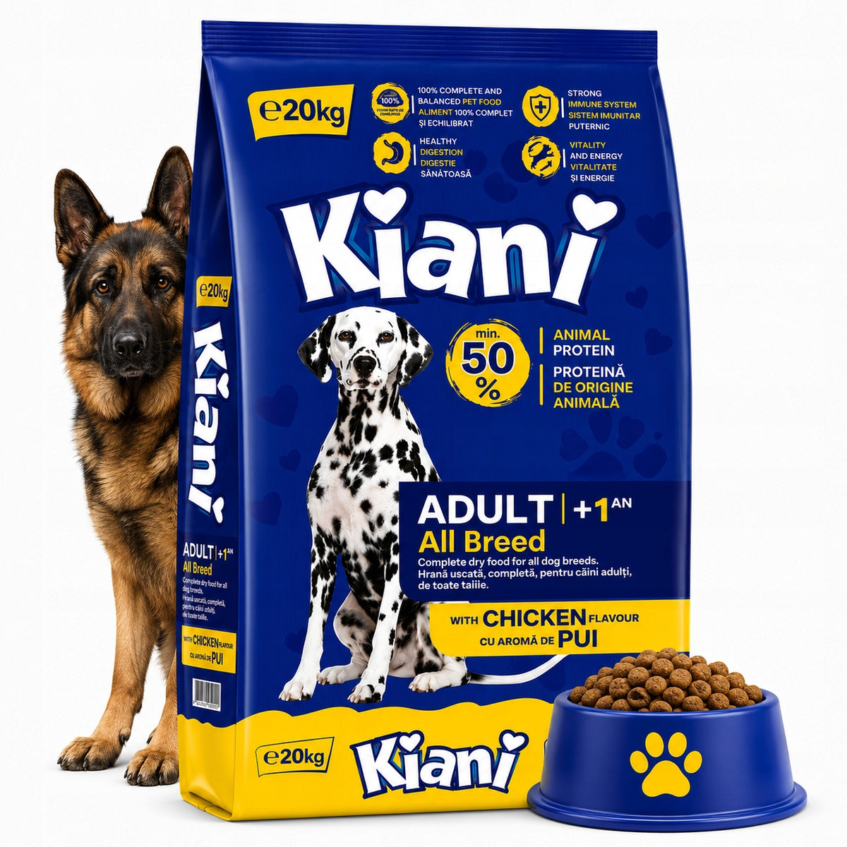 Sucha Karma dla Psa KIANI Kurczak Z Witaminami Owczarek Labrador 20kg