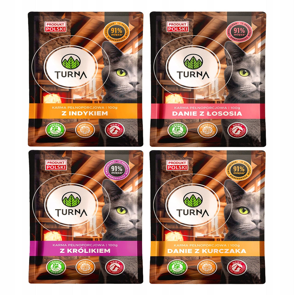 Turna Wielki MIX 4 Smaków Pakiet Próbny 91% Mięsa Saszetka 4x100g