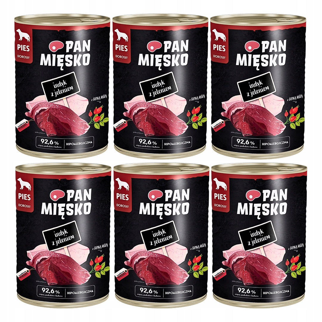 Pan Mięsko Mokra Karma Dla Psa Indyk z Jeleniem 6x400g