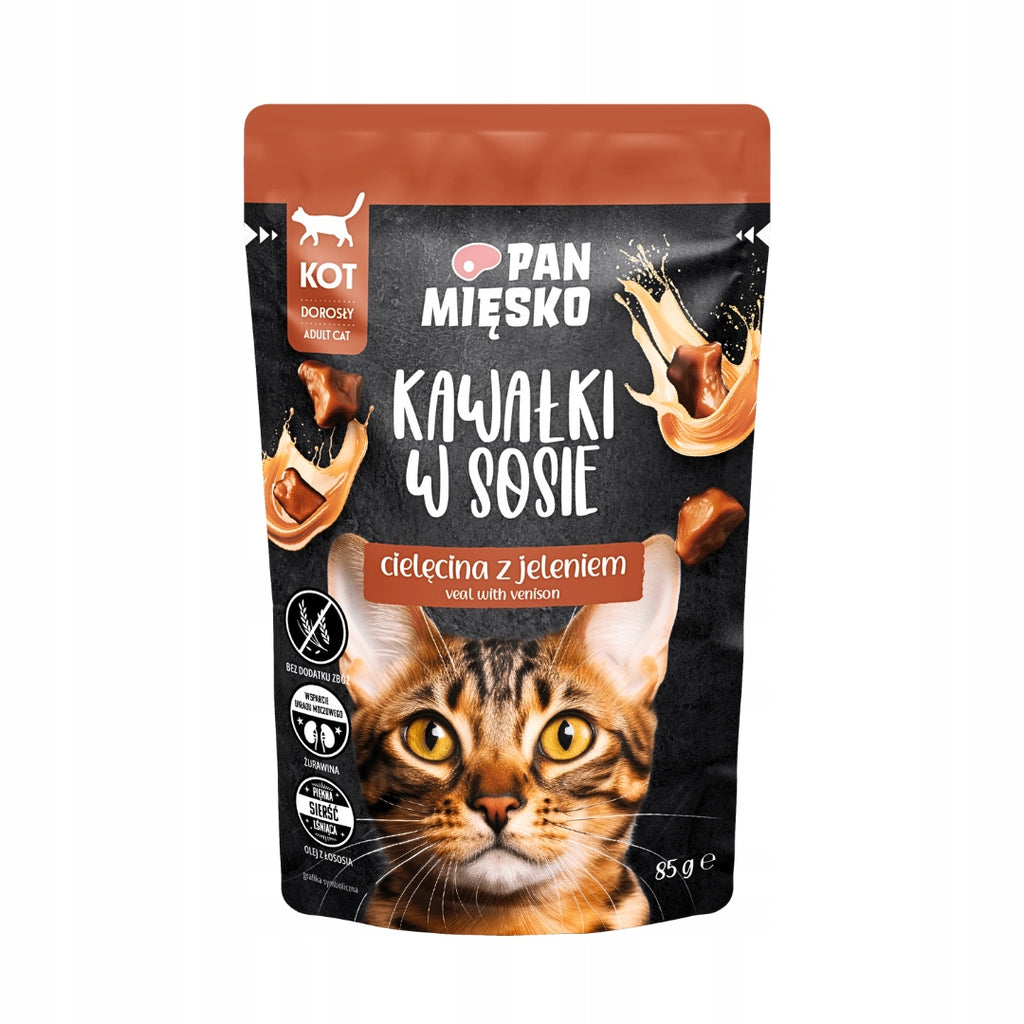 Pan Mięsko Mokra Karma Dla Kota Kawałki W Sosie WIELKI MIX 4 Smaków 12x85g