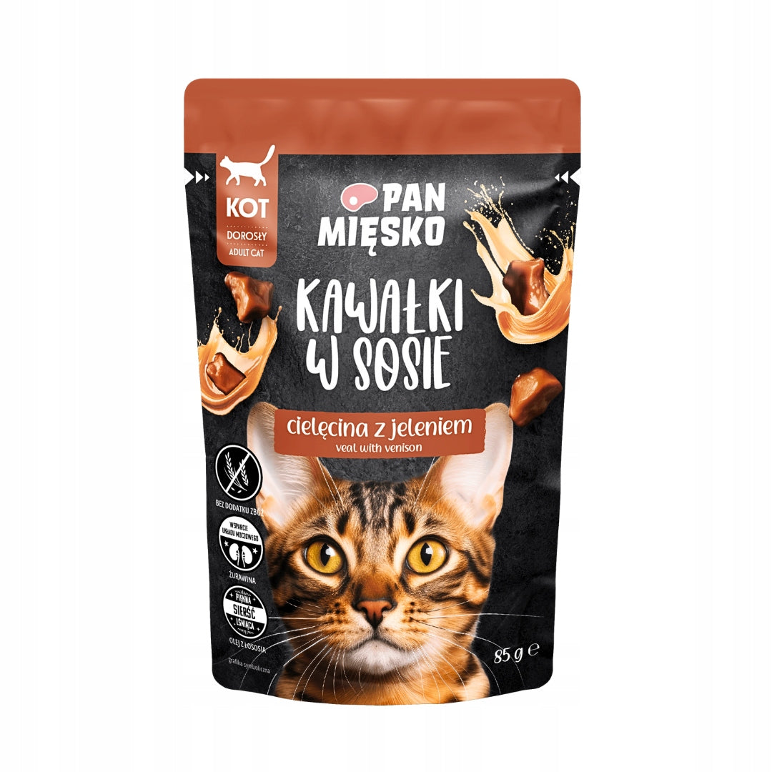 Pan Mięsko Mokra Karma Dla Kota Kawałki W Sosie WIELKI MIX 4 Smaków 24x85g