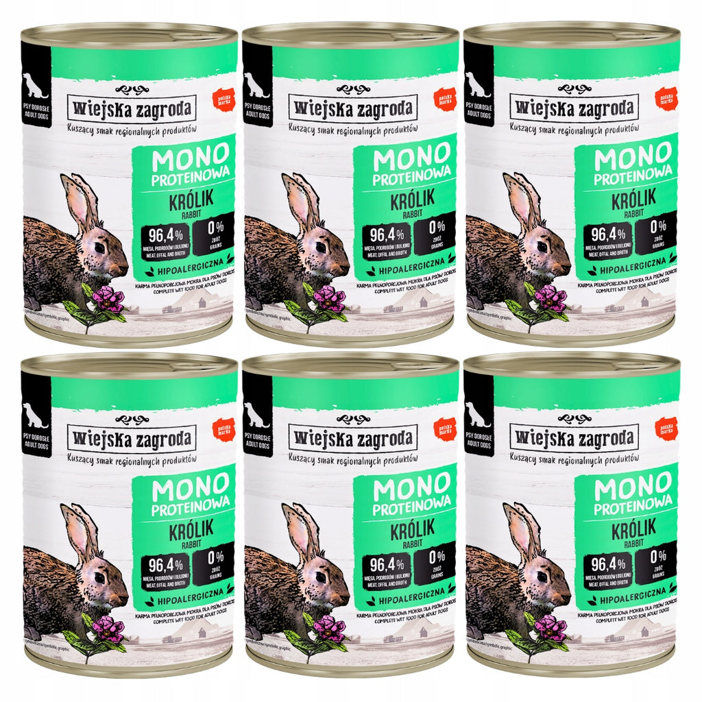 Wiejska Zagroda Mokra Karma Dla Psa Monobiałkowa Królik 6x400g