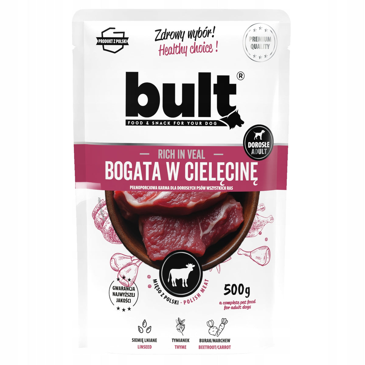 BULT Mokra Karma Dla Psa Saszetka Mielonka z Cielęciną 12x500g