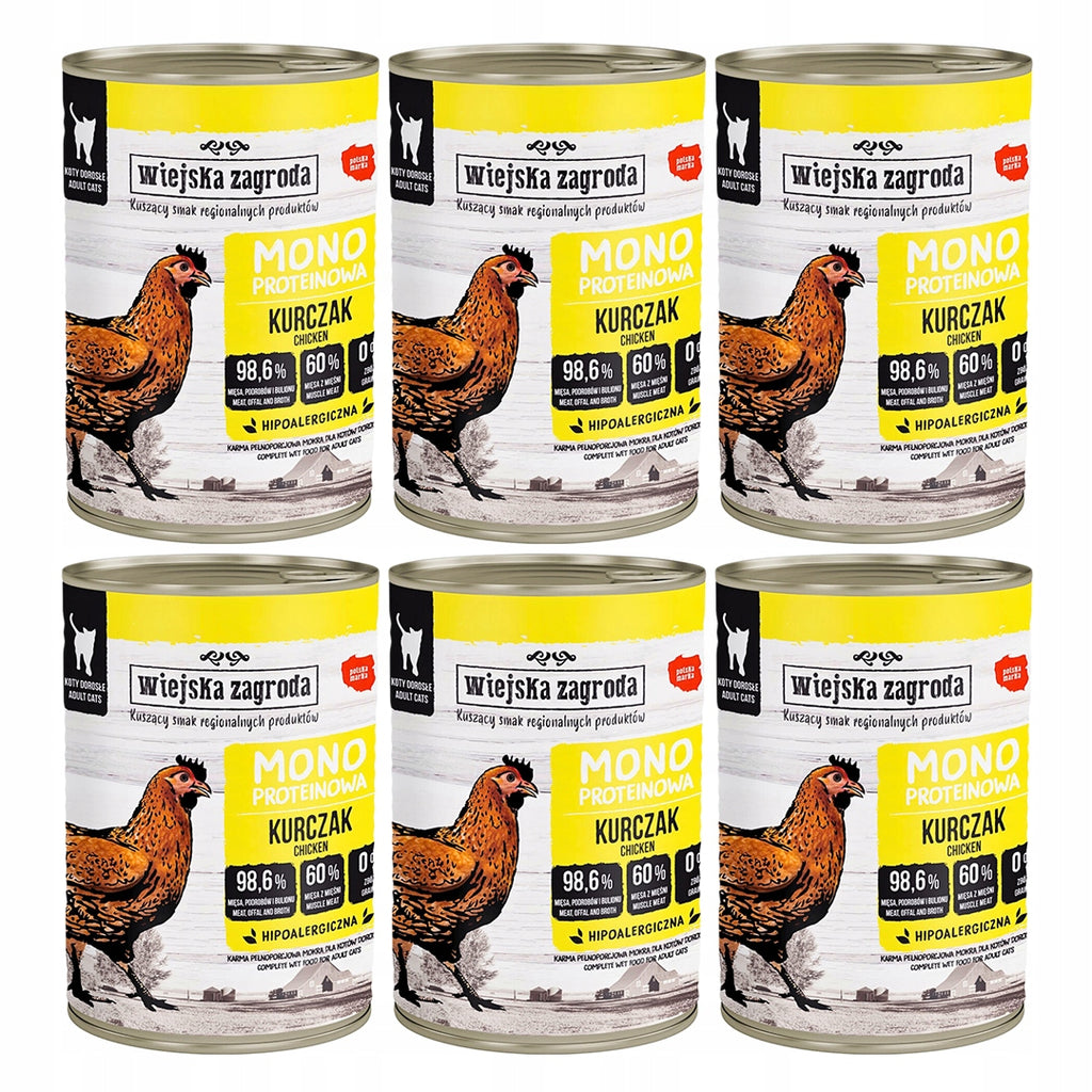 Wiejska Zagroda Mokra Karma Dla Kota Monobiałkowa Kurczak 6x400g