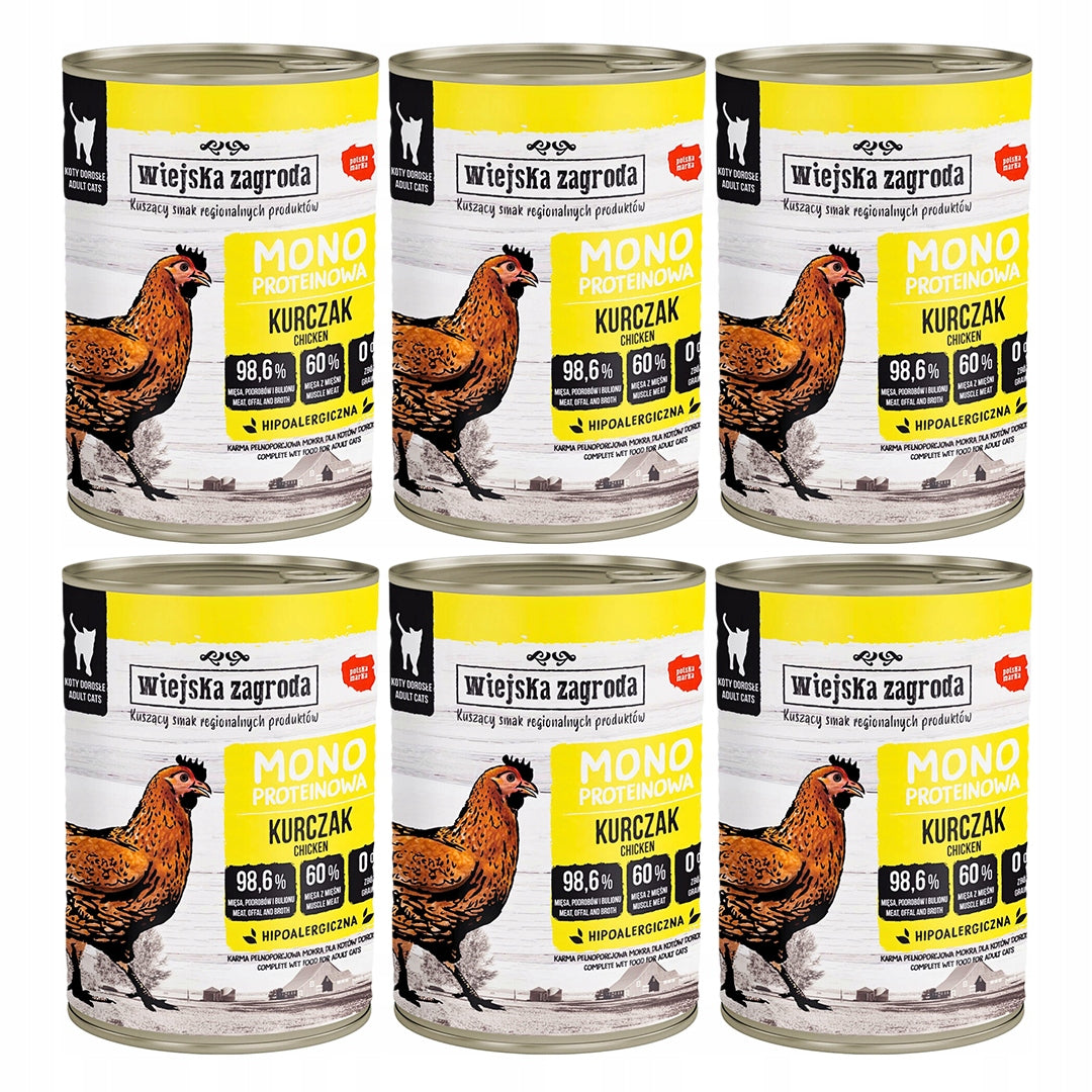 Wiejska Zagroda Mokra Karma Dla Kota Monobiałkowa Kurczak 6x400g