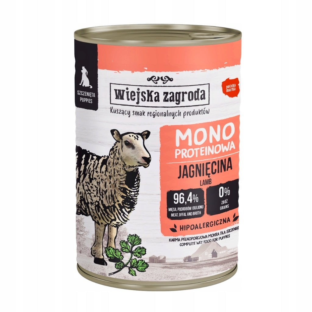 Wiejska Zagroda Mokra Karma Dla Psa SZCZENIAK Jagnięcina 400g