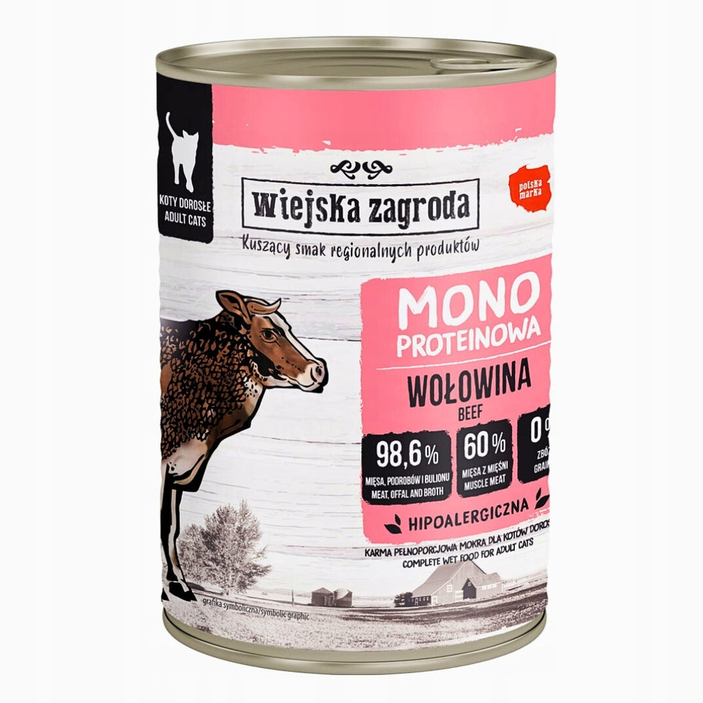 Wiejska Zagroda Mokra Karma Dla Kot Monobiałkowa WIELKI MIX 4 SMAKÓW 6x400g