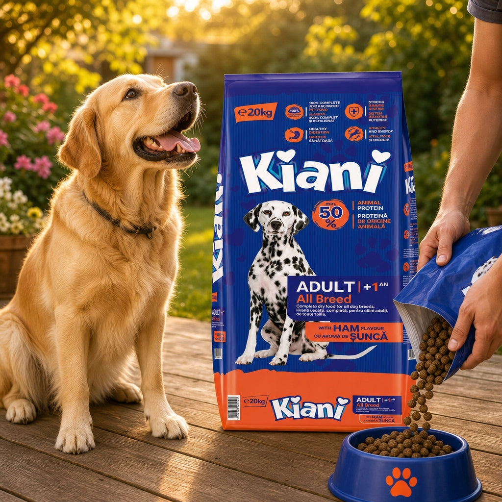Sucha Karma dla Psa KIANI O Smaku Szynki Z Witaminami Owczarek 20kg