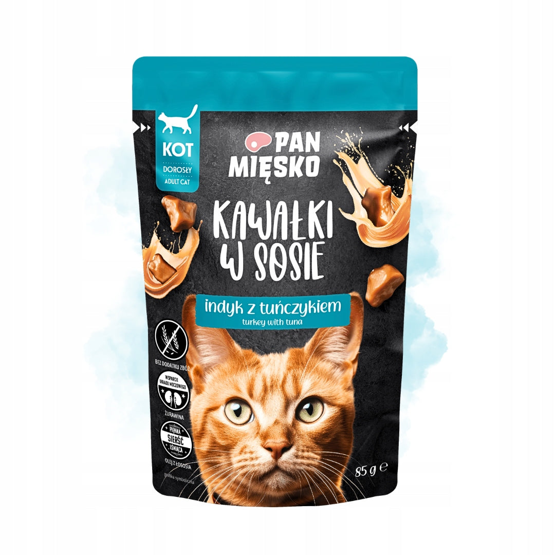 Pan Mięsko Mokra Karma Dla Kota Kawałki W Sosie Indyk Z Tuńczykiem 85g