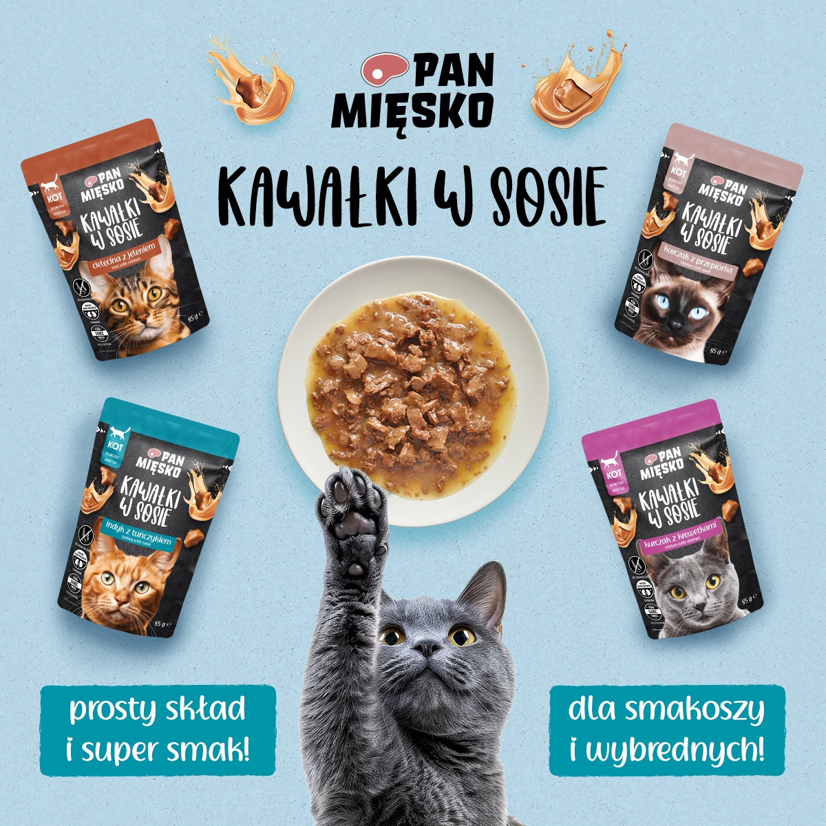 Pan Mięsko Mokra Karma Dla Kota Kawałki W Sosie Kurczak z Krewetkami 85g