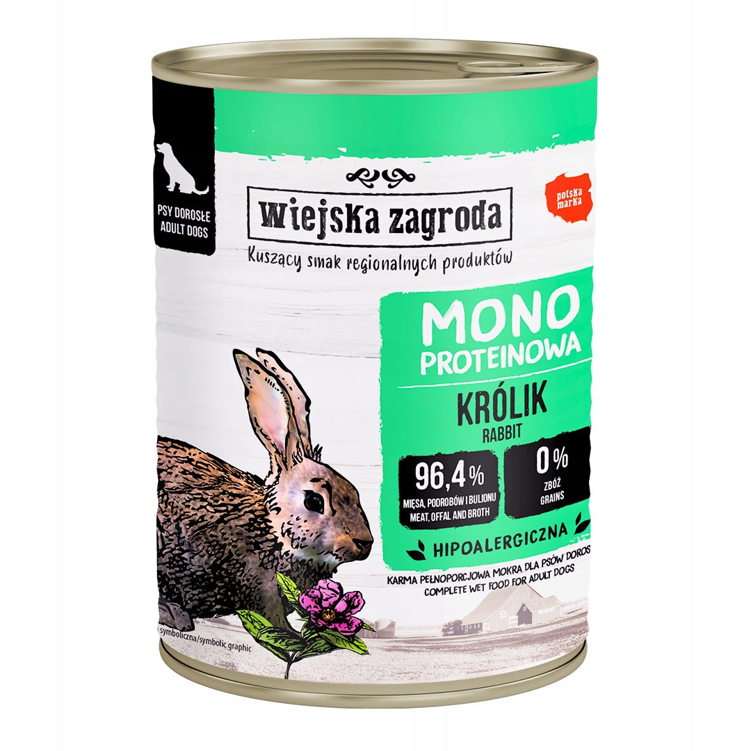 Wiejska Zagroda Mokra Karma Dla Psa Monobiałkowa Królik 6x400g