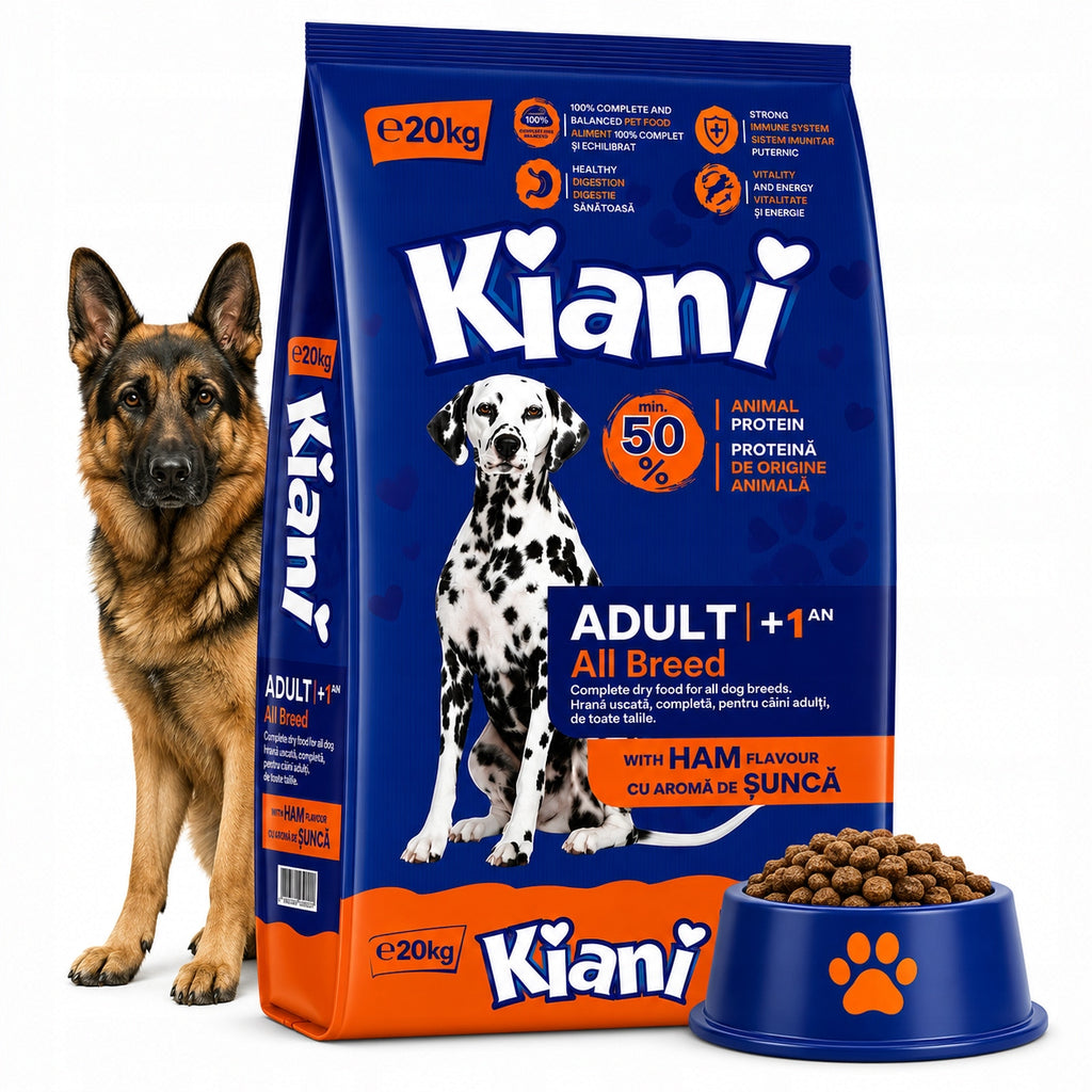 Sucha Karma dla Psa KIANI O Smaku Szynki Z Witaminami Owczarek 20kg