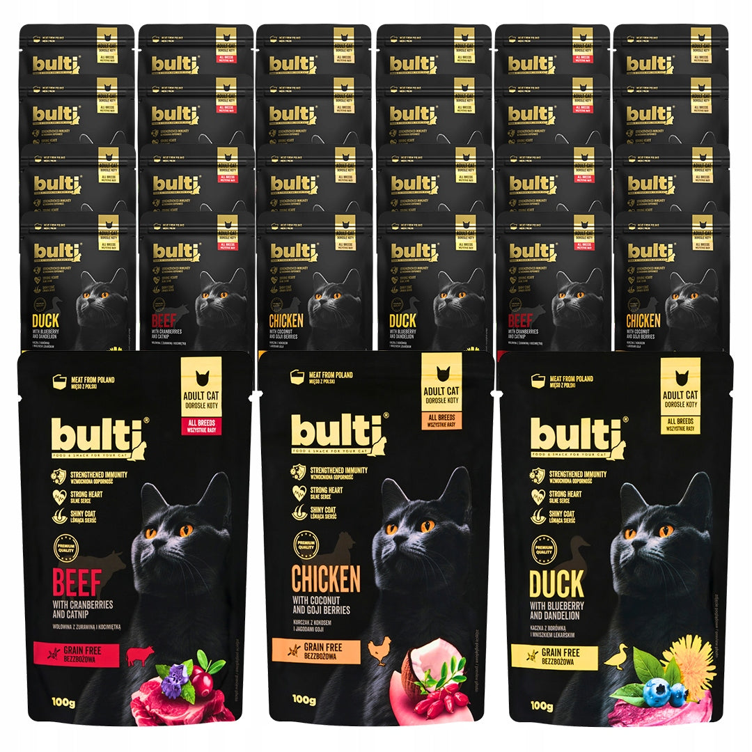 BULTI Superfood Mokra Karma Dla Kota WIELKI MIX 3 SMAKÓW Saszetka 12x100g