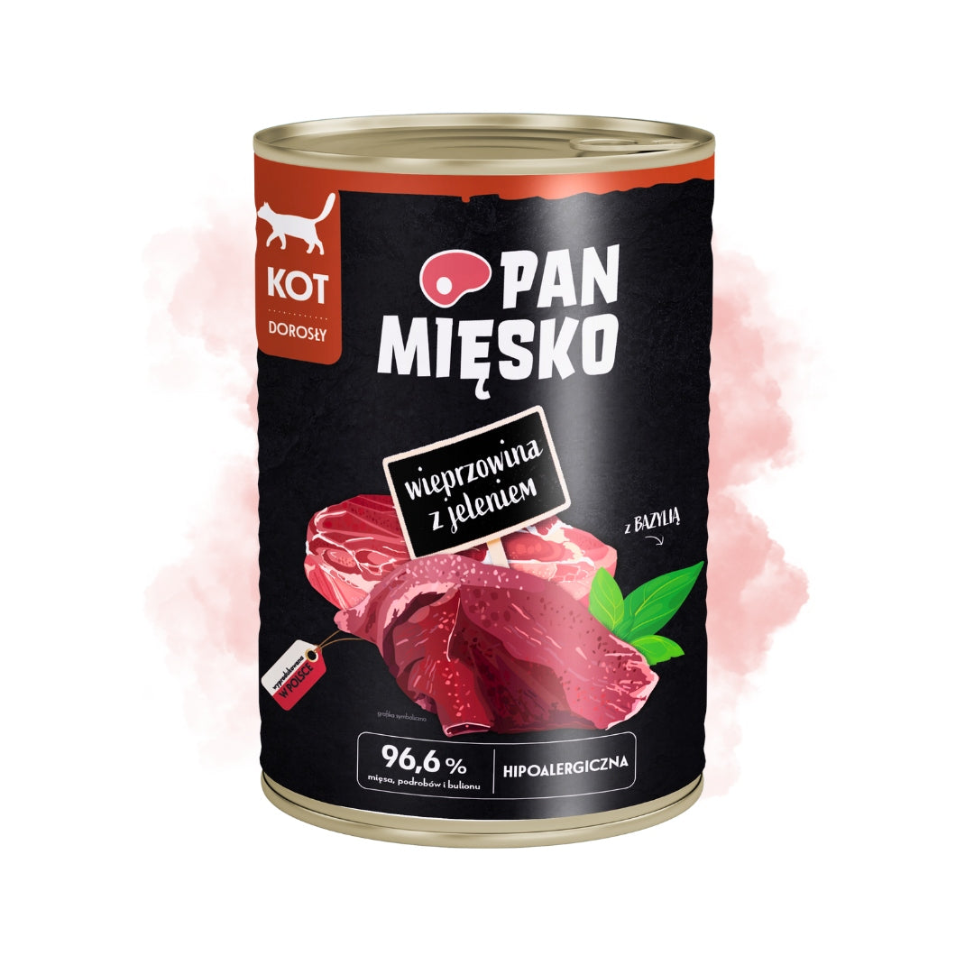 Pan Mięsko Mokra Karma Dla Kota Wieprzowina Z Jeleniem 400g