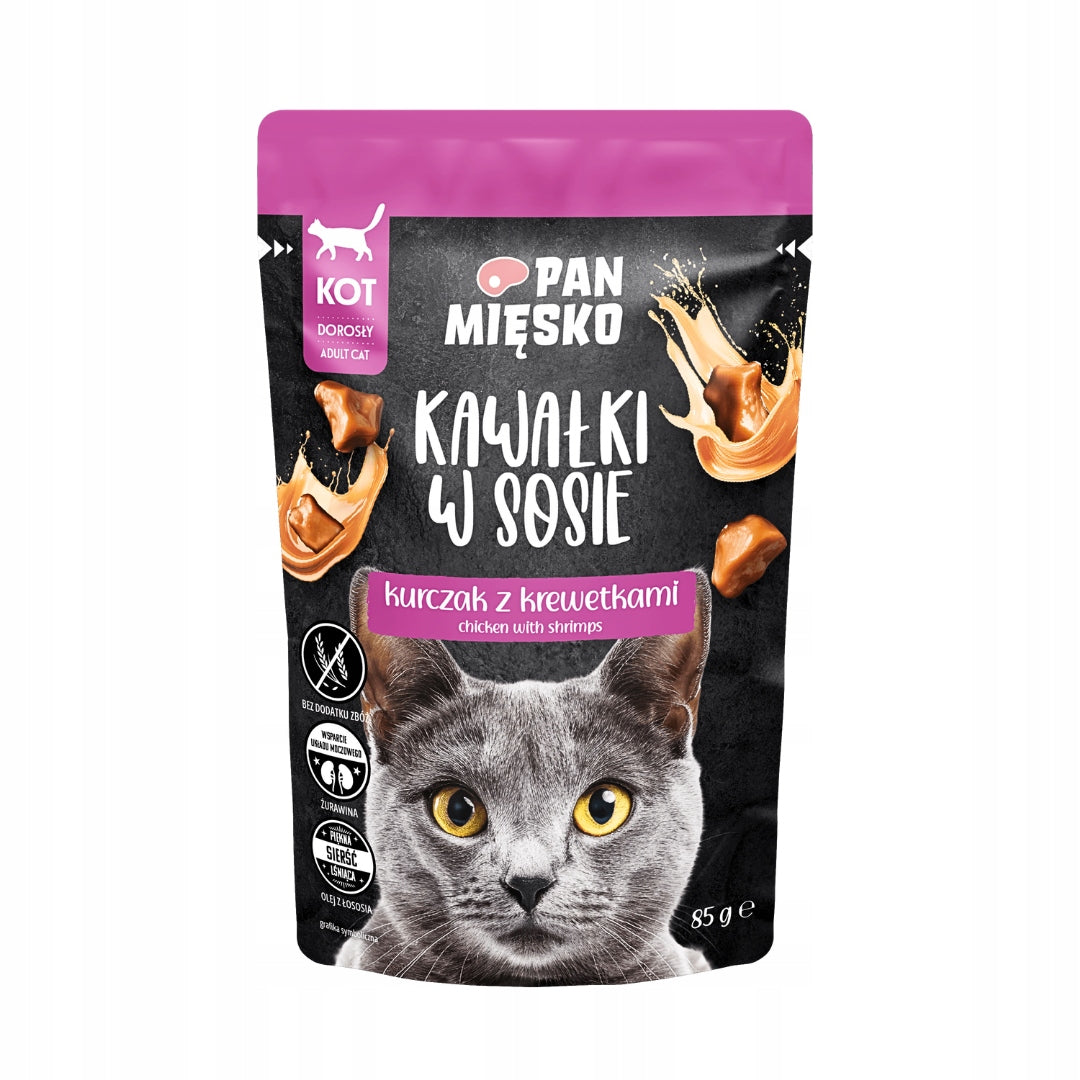Pan Mięsko Mokra Karma Dla Kota Kawałki W Sosie WIELKI MIX 4 Smaków 24x85g