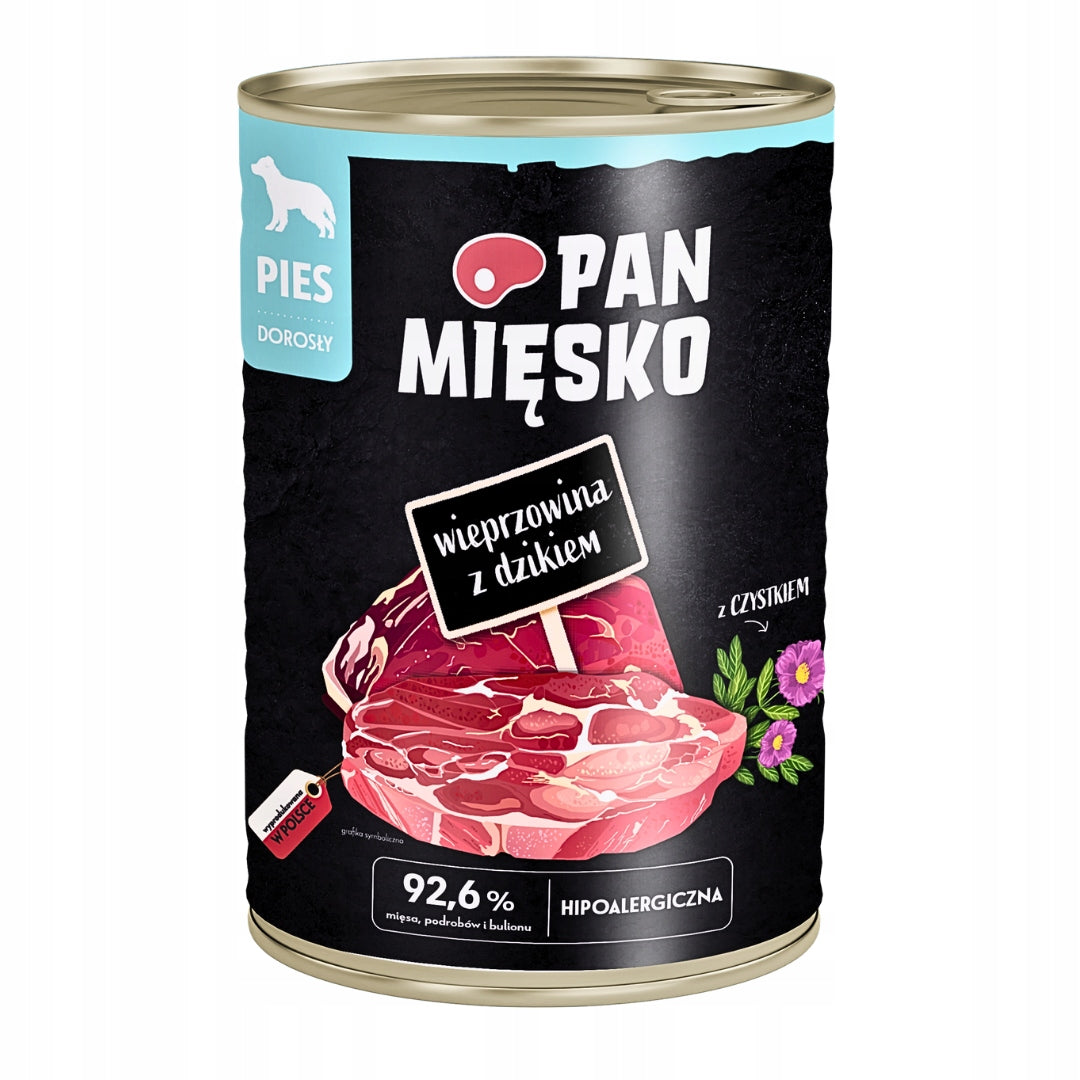 Pan Mięsko Mokra Karma Dla Psa Wieprzowina z Dzikiem 6x400g