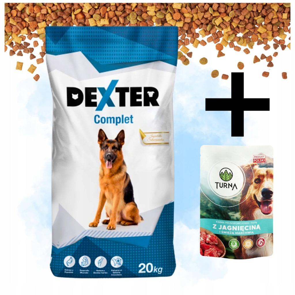 Karma Sucha Dexter Complete Dla Psa Z Witaminami Duże Rasy 20kg + Saszetka