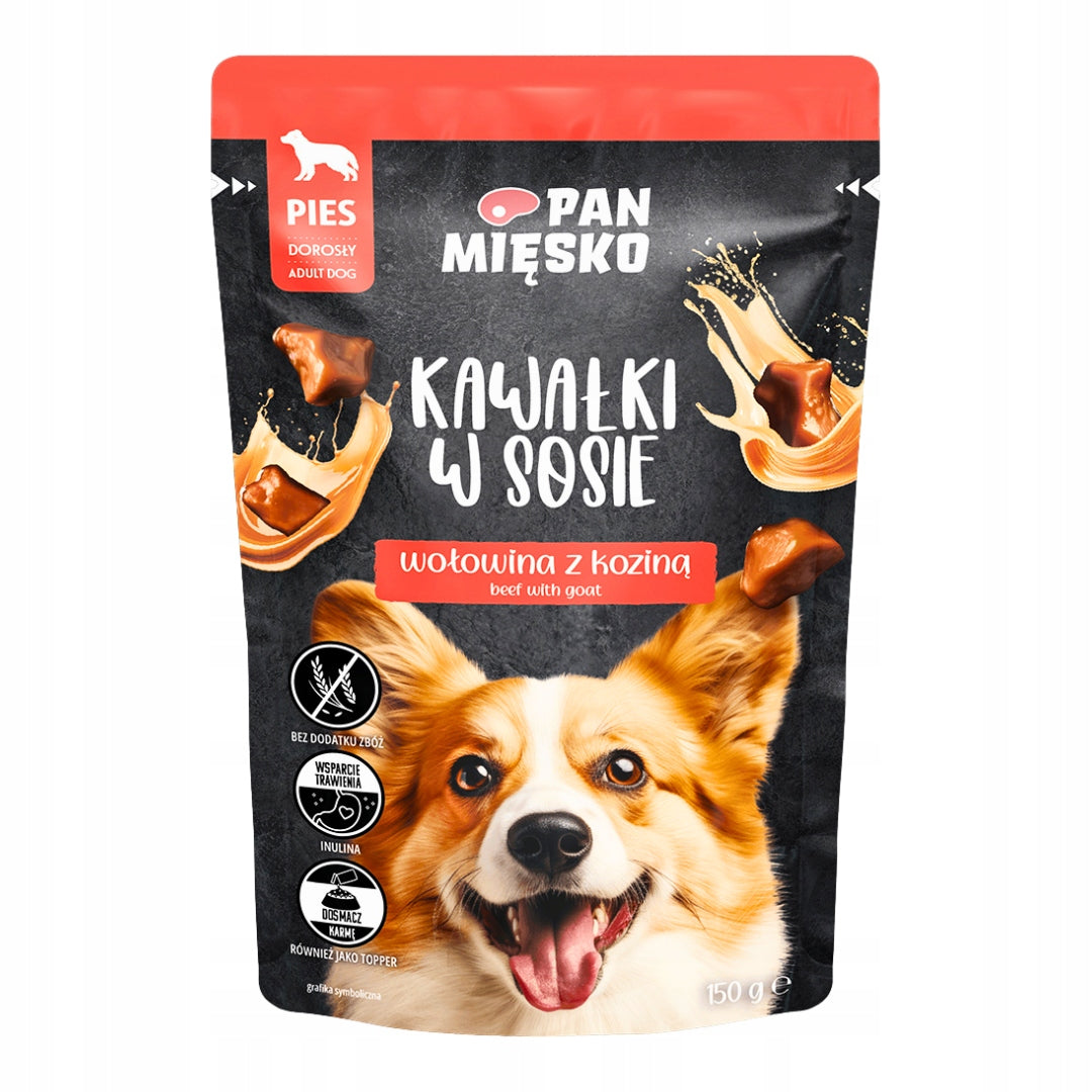 Pan Mięsko Kawałki W Sosie Saszetki Dla Psa WIELKI MIX 4 Smaków 24x150g