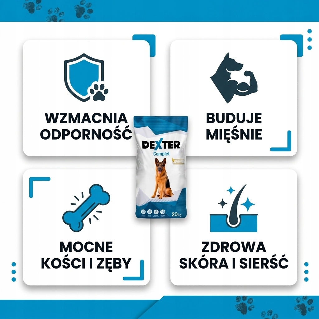 Karma Sucha Dexter Complete Dla Psa Z Witaminami Duże Rasy Owczarek 20kg