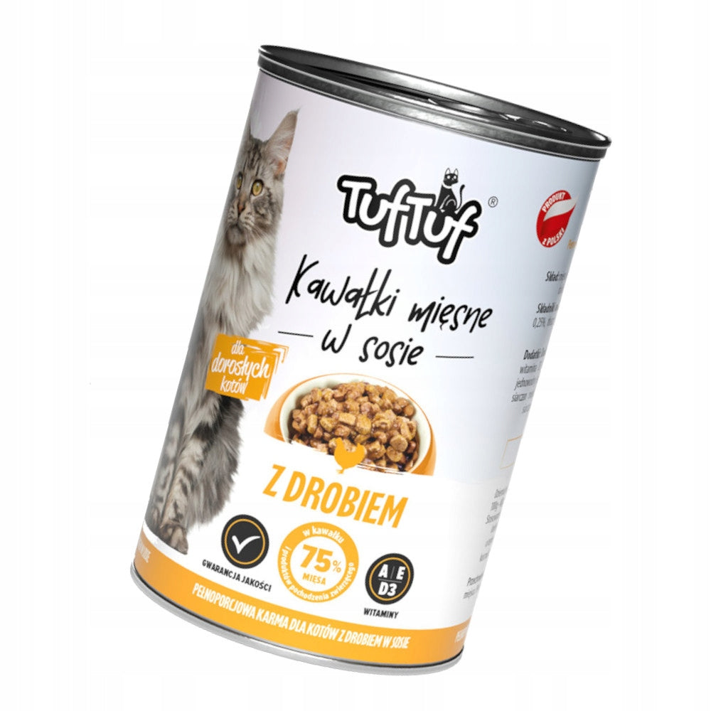 TufTuf Mokra Karma Dla Kota Kawałki W Sosie Z DROBIEM 415G