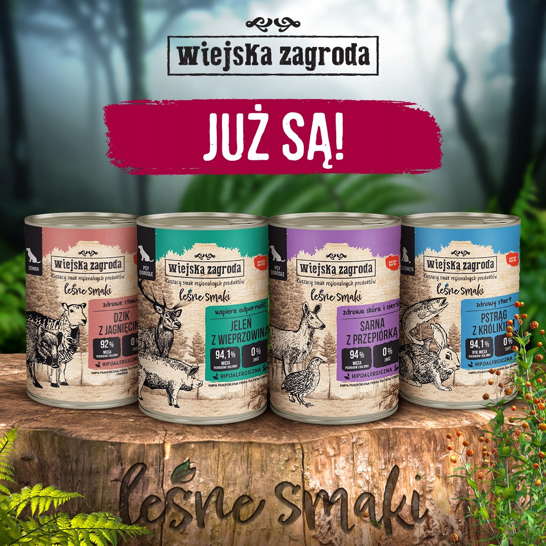 Wiejska Zagroda Mokra Karma Dla Psa WIELKI MIX 3 smaków Leśne smaki 6x400g