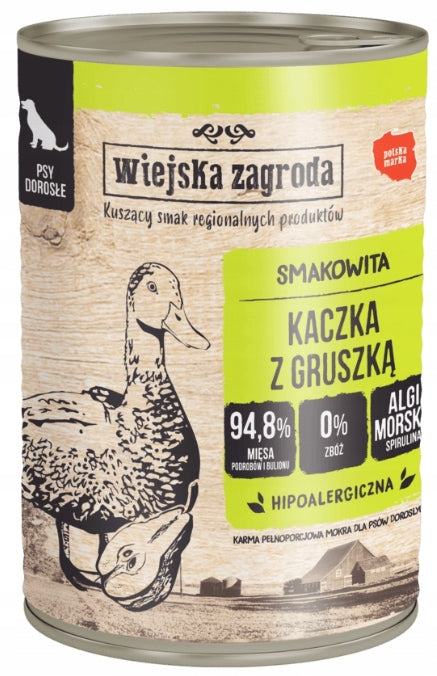 Wiejska Zagroda Mokra Karma Dla Psa Kaczka z Gruszką 6x400g