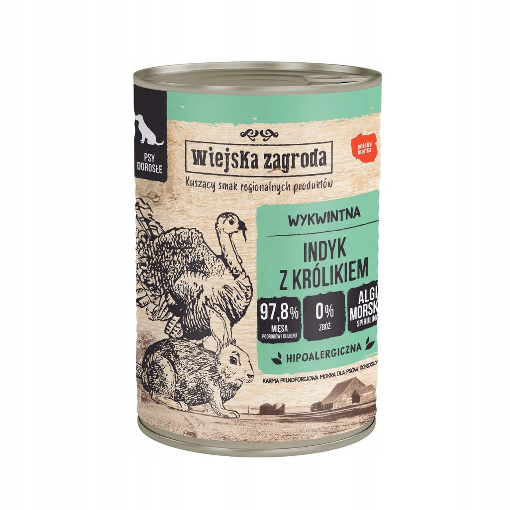 Mokra Karma Dla Psa Wiejska Zagroda WIELKI MIX(Indyk,Królik,Kaczka) 24x400g