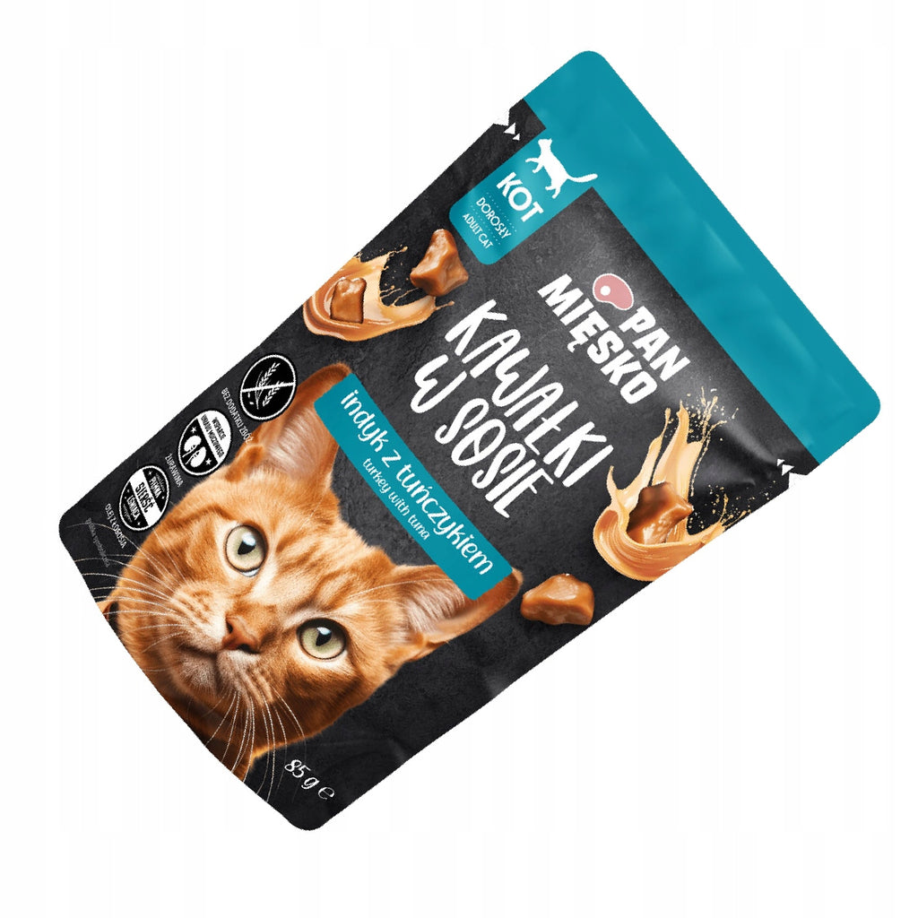 Pan Mięsko Mokra Karma Dla Kota Kawałki W Sosie Indyk Z Tuńczykiem 12x85g