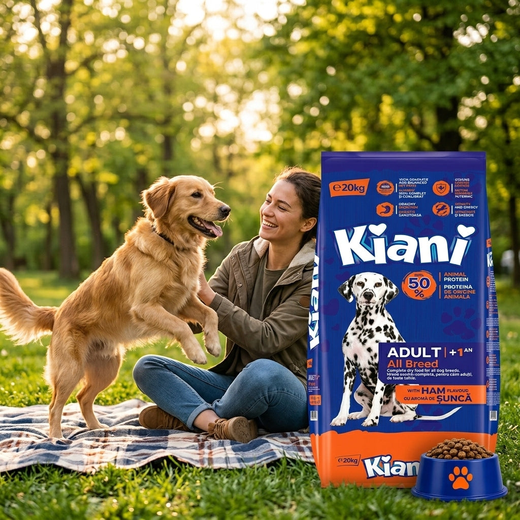 Sucha Karma dla Psa KIANI O Smaku Szynki Z Witaminami Owczarek 20kg