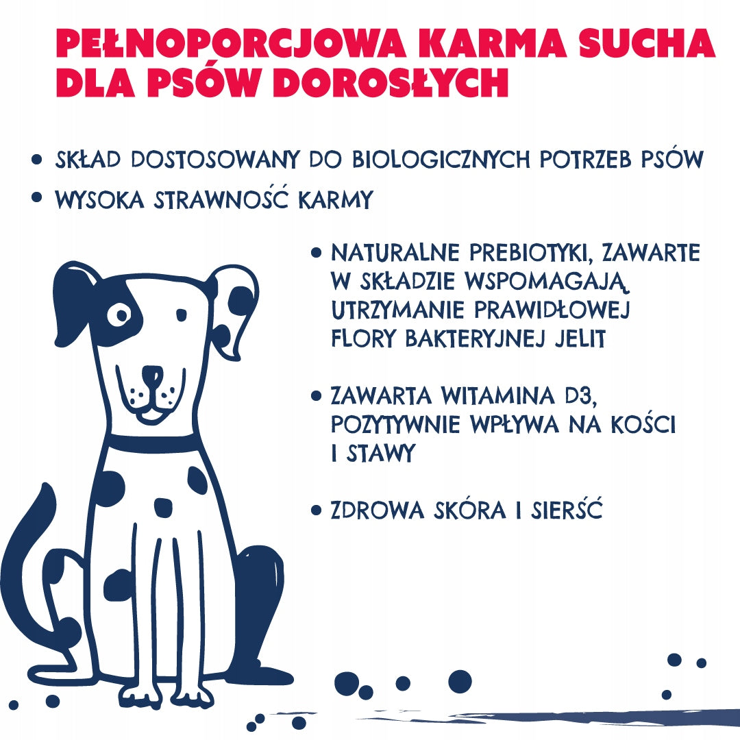 Sucha karma dla psa TEO bogata w wołowinę 9 kg