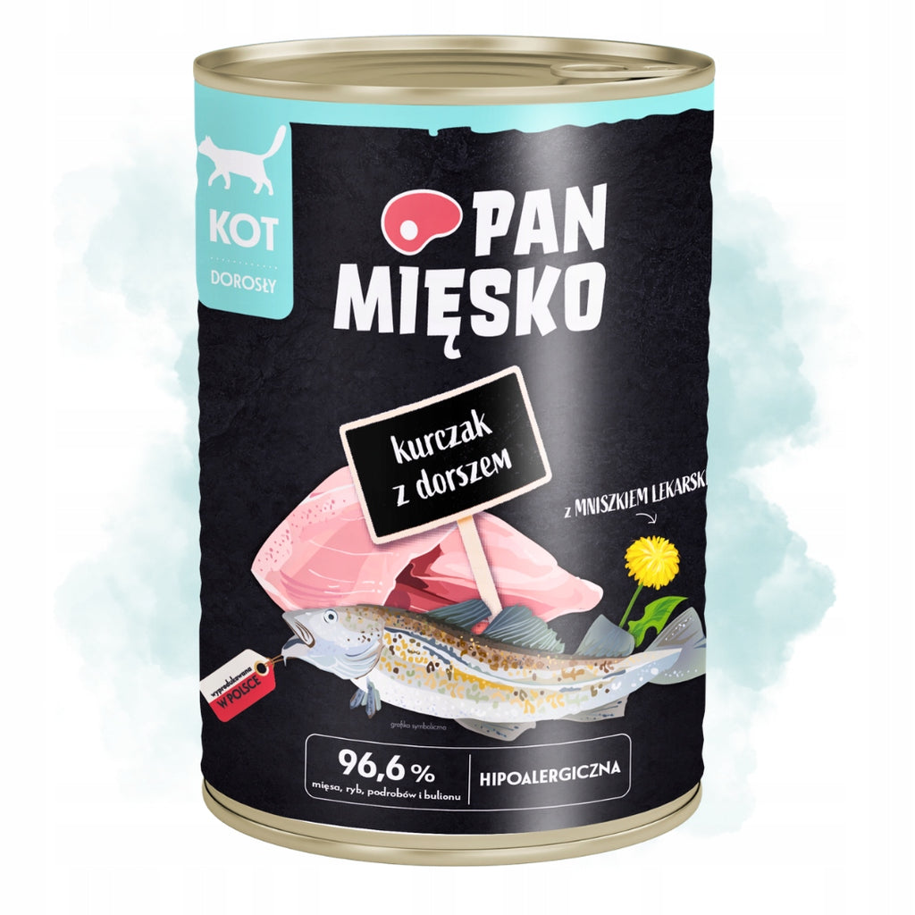 Pan Mięsko Karma Mokra Dla Kota Kurczak z Dorszem 400g
