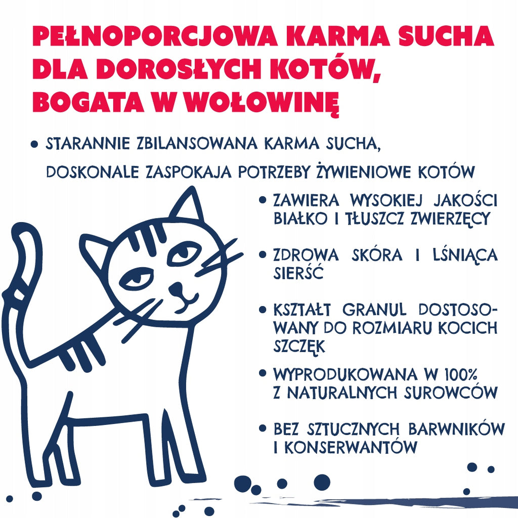 TEO Sucha Karma Dla Kota Bogata w WOŁOWINA 32% Mięsa 9kg