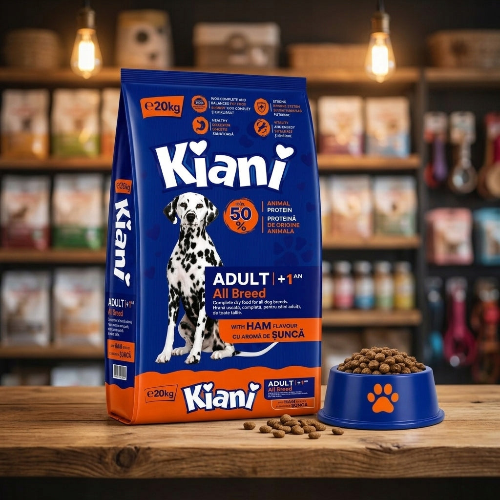 Sucha Karma dla Psa KIANI O Smaku Szynki Z Witaminami Owczarek 20kg