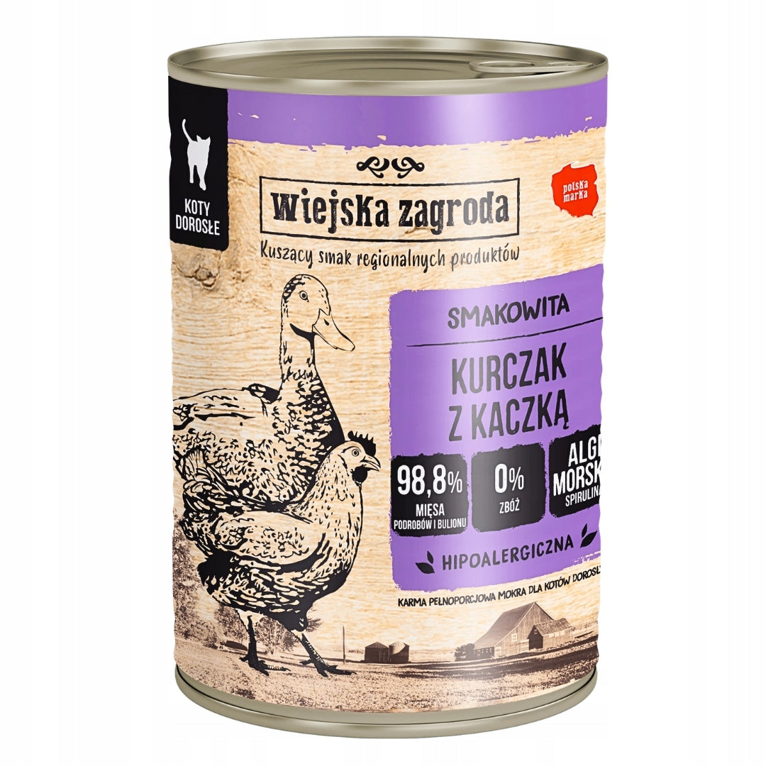 Wiejska Zagroda Mokra Karma Dla Kota Bezzbożowa Mix 3 Smaków 12x400g