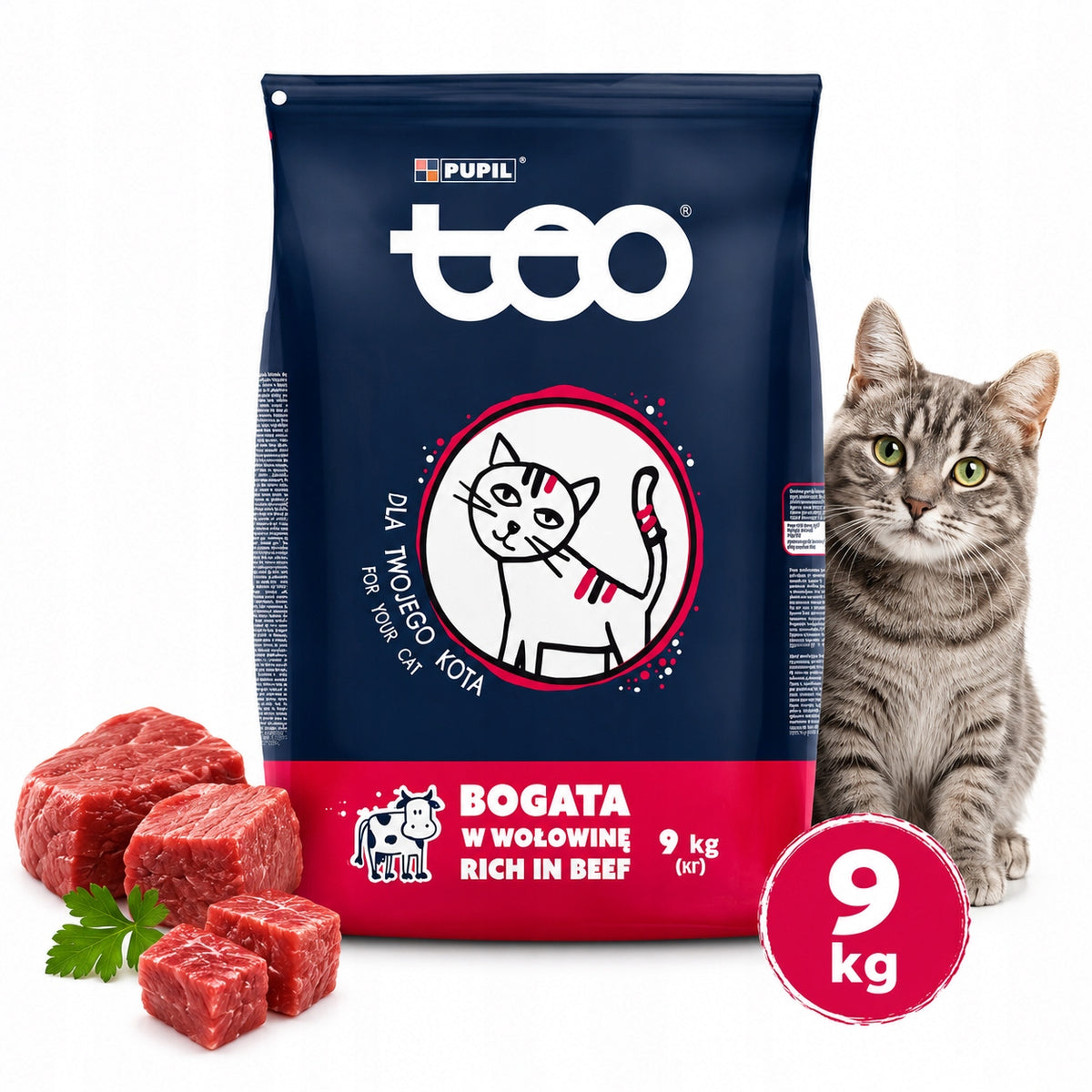 TEO Sucha Karma Dla Kota Bogata w WOŁOWINA 32% Mięsa 9kg