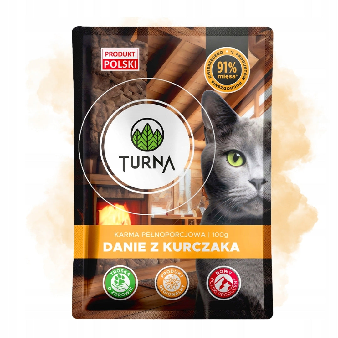 Turna Danie Z Kurczakiem Mokra Karma Dla Kota 91% Mięsa Saszetka 100g