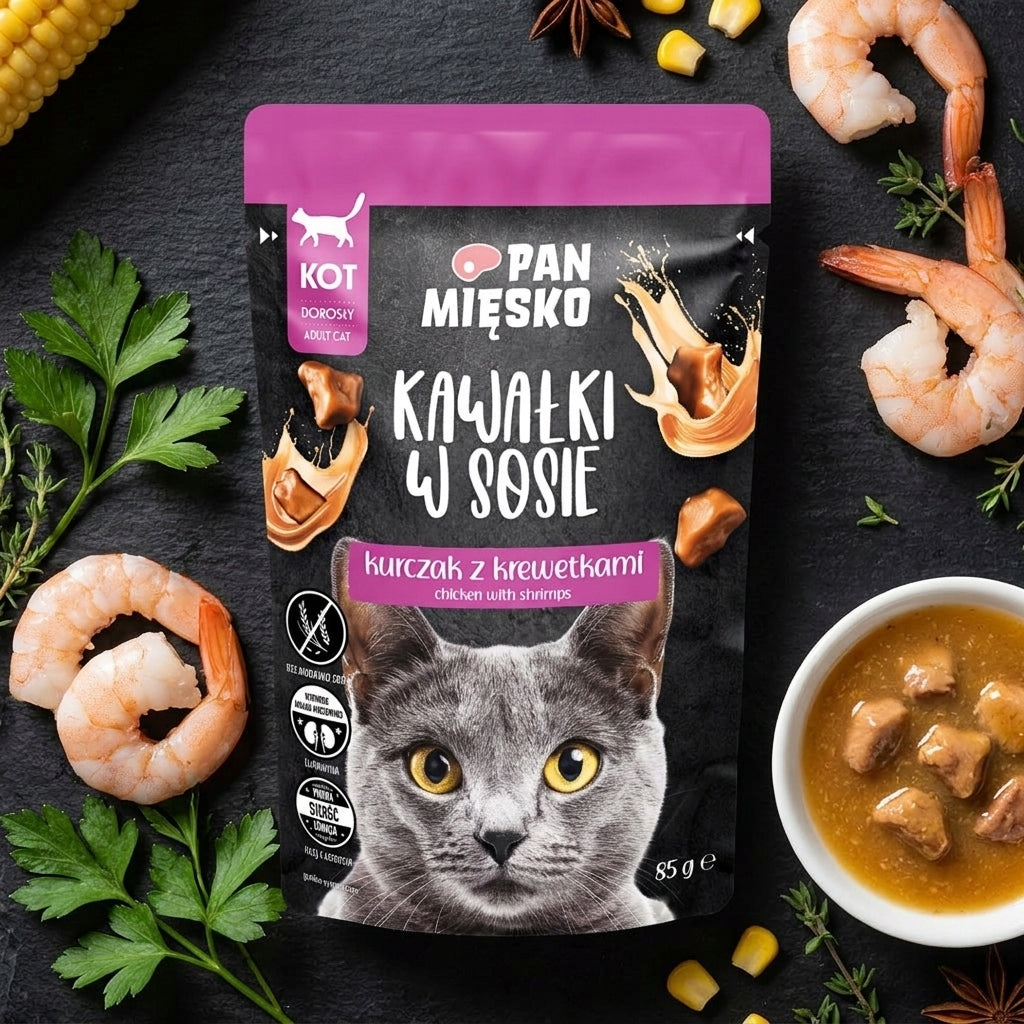 Pan Mięsko Mokra Karma Dla Kota Kawałki W Sosie WIELKI MIX 4 Smaków 24x85g