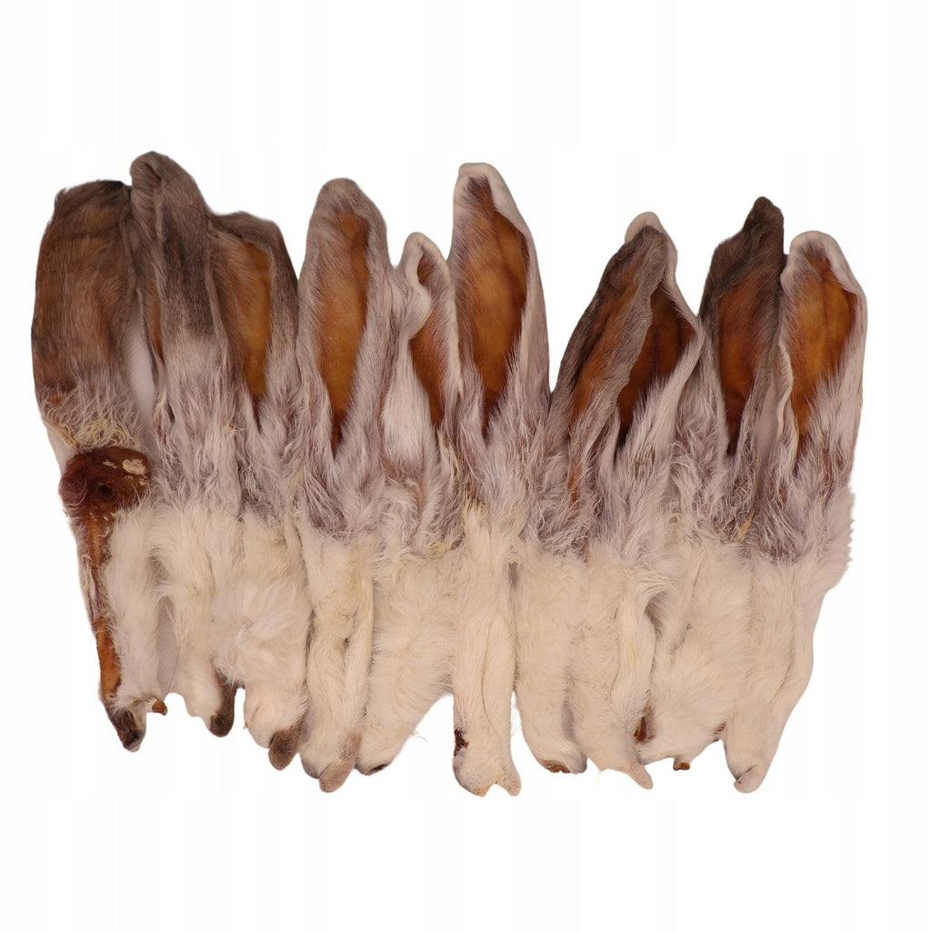 4PET Ucho Królicze z Futrem Naturalne 10szt