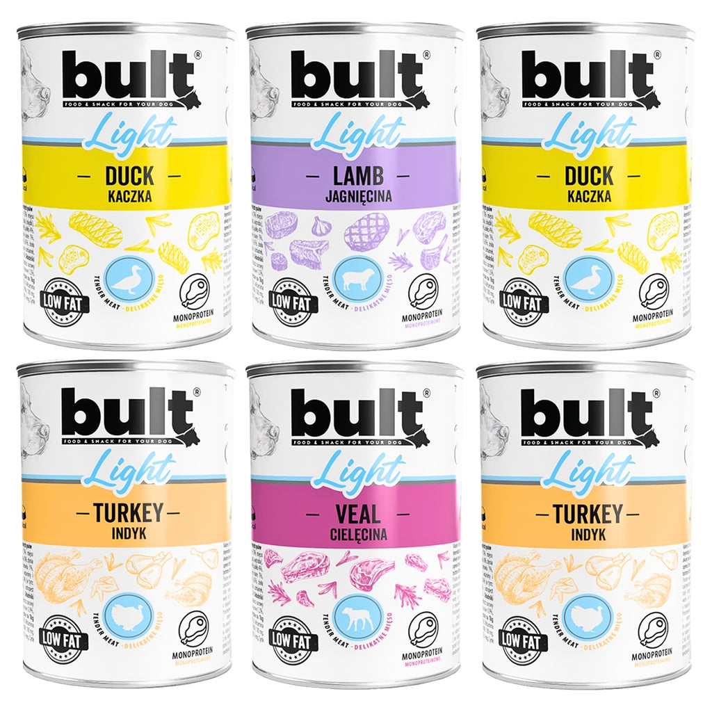 BULT LIGHT Mokra Karma Dla Psa Monobiałkowy WIELKI MIX 4 Smaków 6x400g